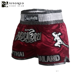 QUẦN MUAY THAI SISOMEO BS002 - ĐỎ XÁM TRẮNG