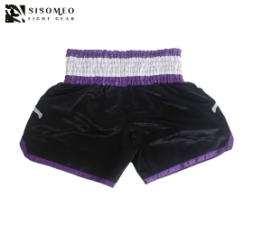 QUẦN MUAY THAI SISOMEO BS002 - ĐEN TRẮNG TÍM
