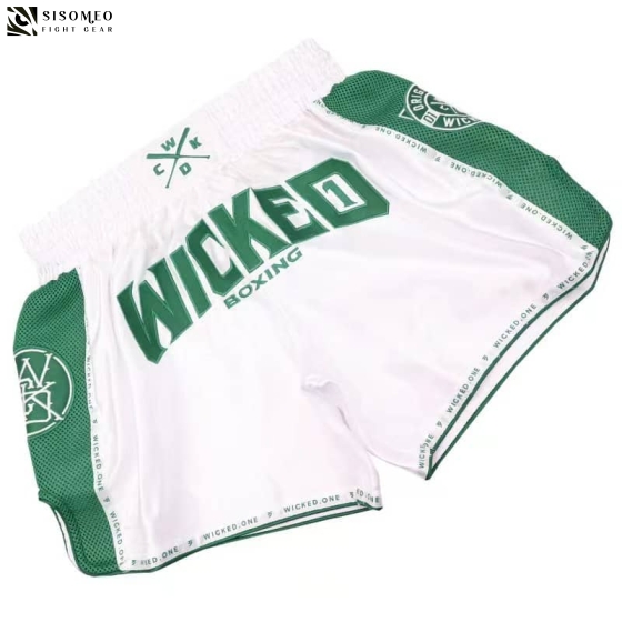 QUẦN MUAYTHAI WICKED WHITE/GREEN