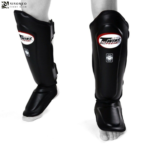 TWINS SHIN GUARDS DOUBLE PADDED BLACK SGL 10 